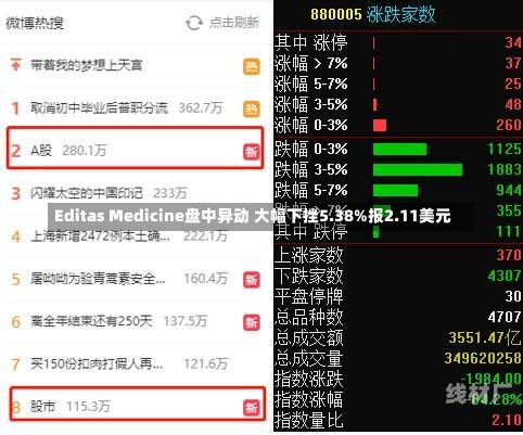 Editas Medicine盘中异动 大幅下挫5.38%报2.11美元