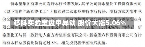 芯科实验室盘中异动 股价大涨5.06%