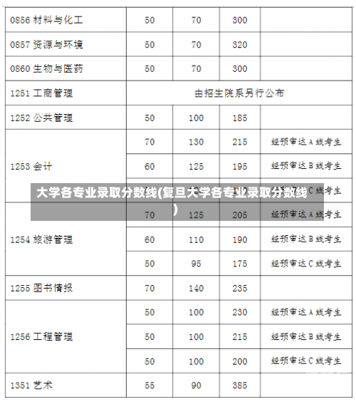 大学各专业录取分数线(复旦大学各专业录取分数线)