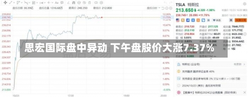 思宏国际盘中异动 下午盘股价大涨7.37%