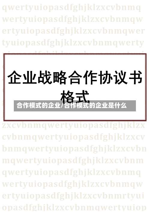 合作模式的企业/合作模式的企业是什么