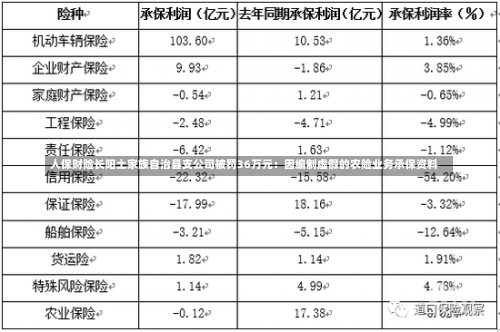 人保财险长阳土家族自治县支公司被罚36万元：因编制虚假的农险业务承保资料