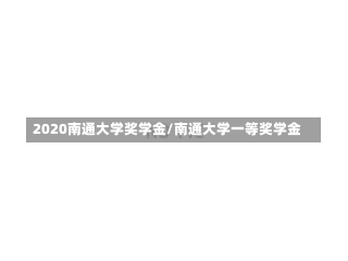 2020南通大学奖学金/南通大学一等奖学金