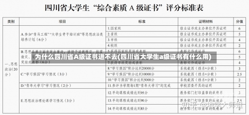 为什么四川省A级证书进不去(四川省大学生a级证书有什么用)