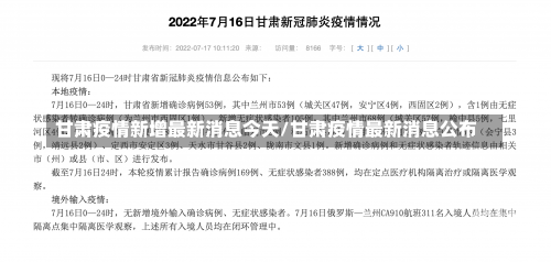 甘肃疫情新增最新消息今天/甘肃疫情最新消息公布