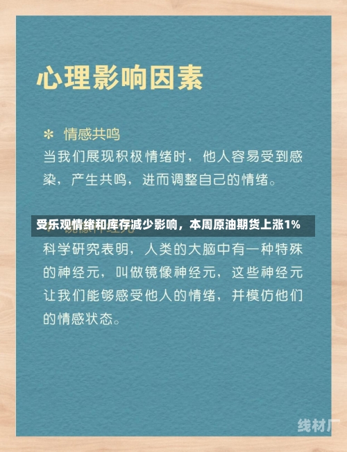 受乐观情绪和库存减少影响，本周原油期货上涨1%