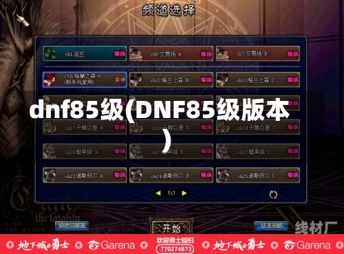 dnf85级(DNF85级版本)