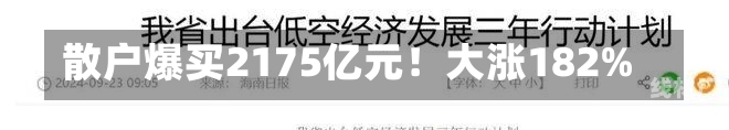 散户爆买2175亿元！大涨182%