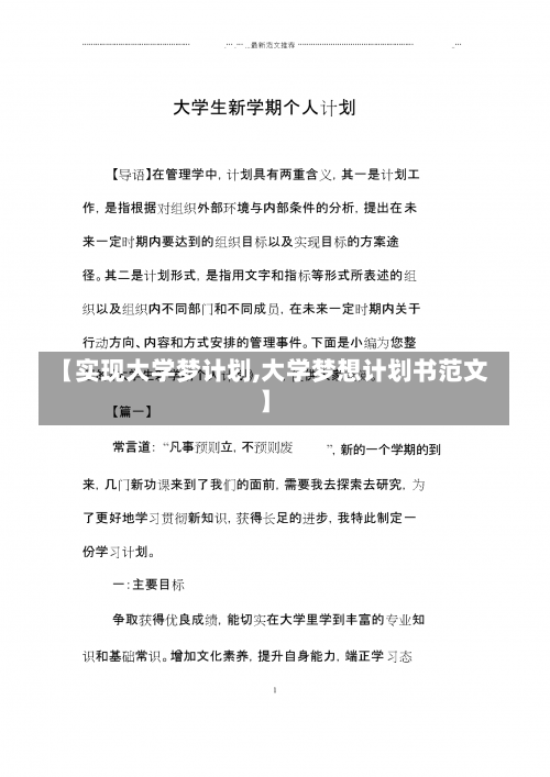 【实现大学梦计划,大学梦想计划书范文】