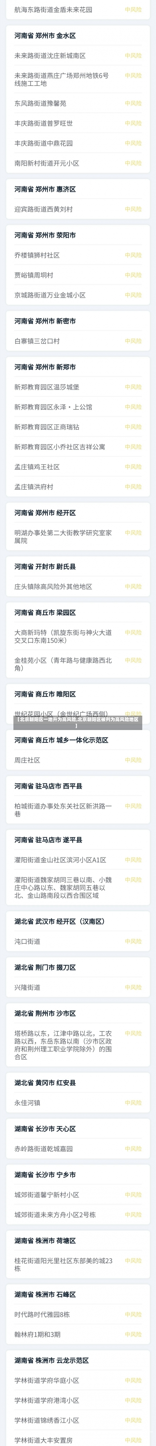 【北京朝阳区一地升为高风险,北京朝阳区被列为高风险地区】