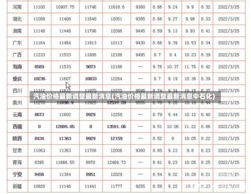 汽油价格最新调整最新消息(汽油价格最新调整最新消息中石化)