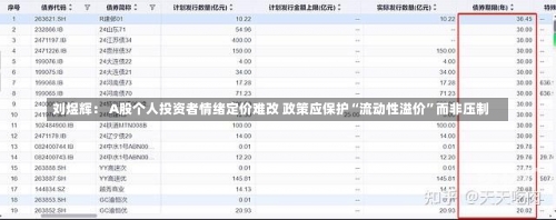 刘煜辉： A股个人投资者情绪定价难改 政策应保护“流动性溢价”而非压制