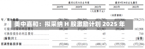 美中嘉和：拟采纳 H 股激励计划 2025 年