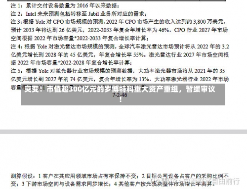 突变！市值超300亿元的罗博特科重大资产重组，暂缓审议！