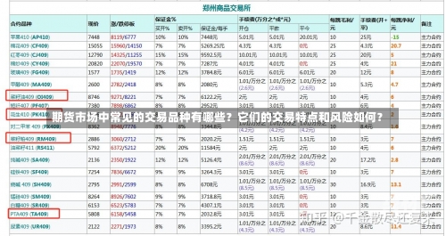 期货市场中常见的交易品种有哪些？它们的交易特点和风险如何？