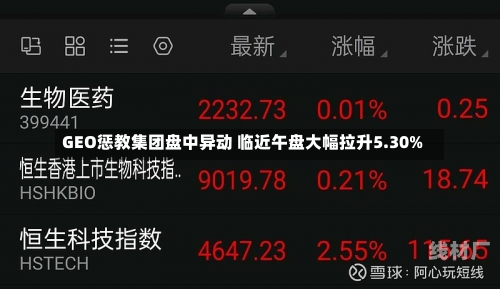 GEO惩教集团盘中异动 临近午盘大幅拉升5.30%