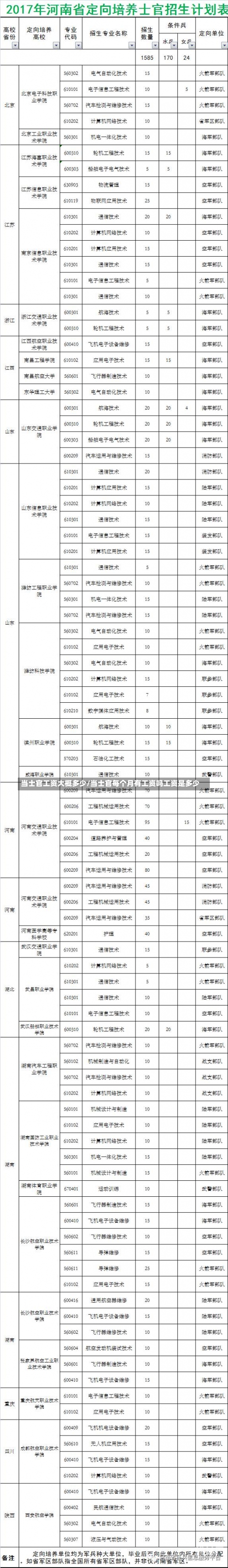 当士官工资大概多少/当士官每个月有工资吗工资是多少