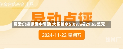 康索尔能源盘中异动 大幅跳水5.09%报29.65美元