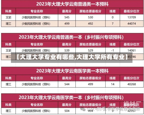 【大理大学专业有哪些,大理大学所有专业】