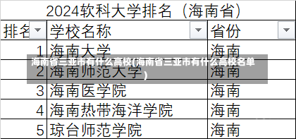 海南省三亚市有什么高校(海南省三亚市有什么高校名单)