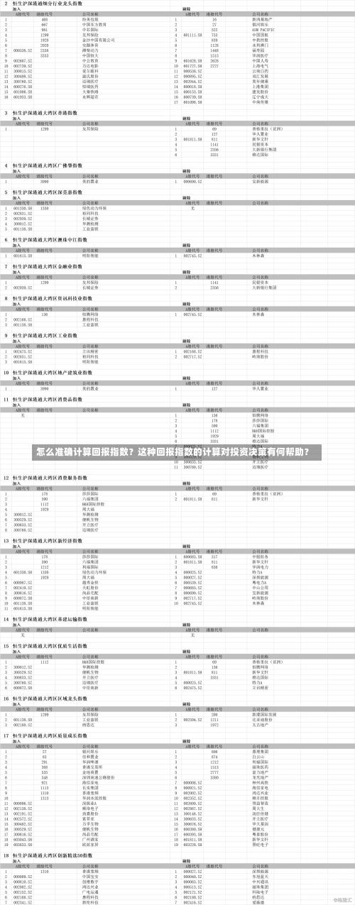 怎么准确计算回报指数？这种回报指数的计算对投资决策有何帮助？