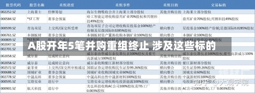 A股开年5笔并购重组终止 涉及这些标的