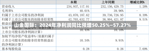 山金国际：2024年净利润同比预增50.25%―57.27%