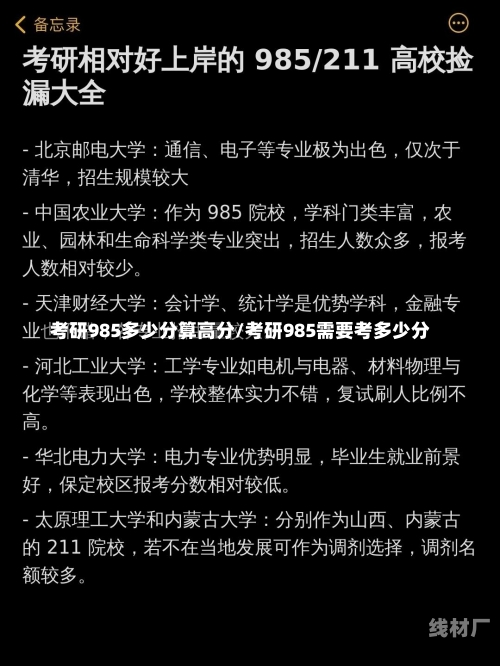 考研985多少分算高分/考研985需要考多少分