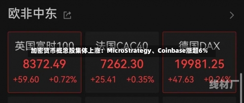 加密货币概念股集体上涨：MicroStrategy、Coinbase涨超6%