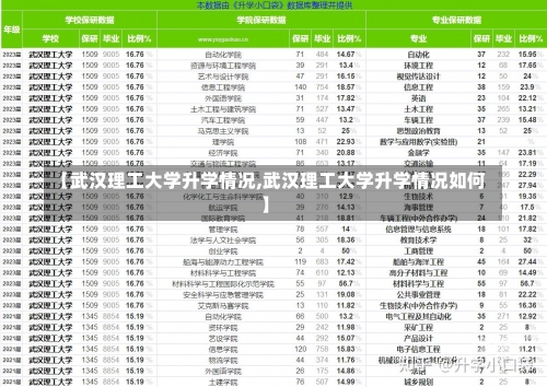 【武汉理工大学升学情况,武汉理工大学升学情况如何】