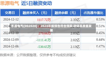 思源电气(002028)：2024年报预告符合预期 稳健高质量发展