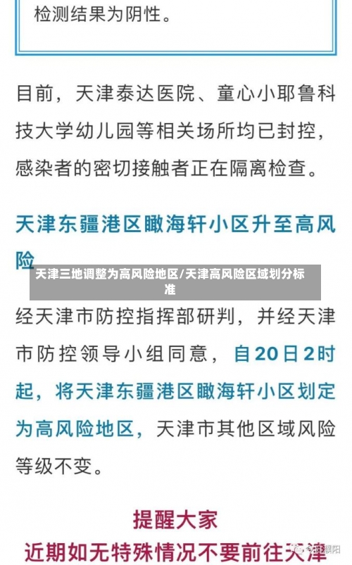 天津三地调整为高风险地区/天津高风险区域划分标准