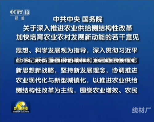 中共中央、国务院：加快农村信用社改革化险，推动村镇银行结构性重组