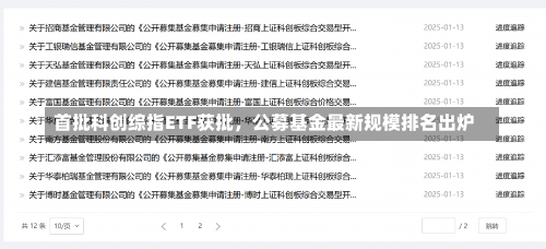 首批科创综指ETF获批，公募基金最新规模排名出炉